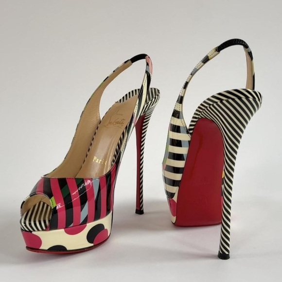 Christian Louboutin Shoes - Christian Louboutin Striped and Polka Dot Slingback Heels
